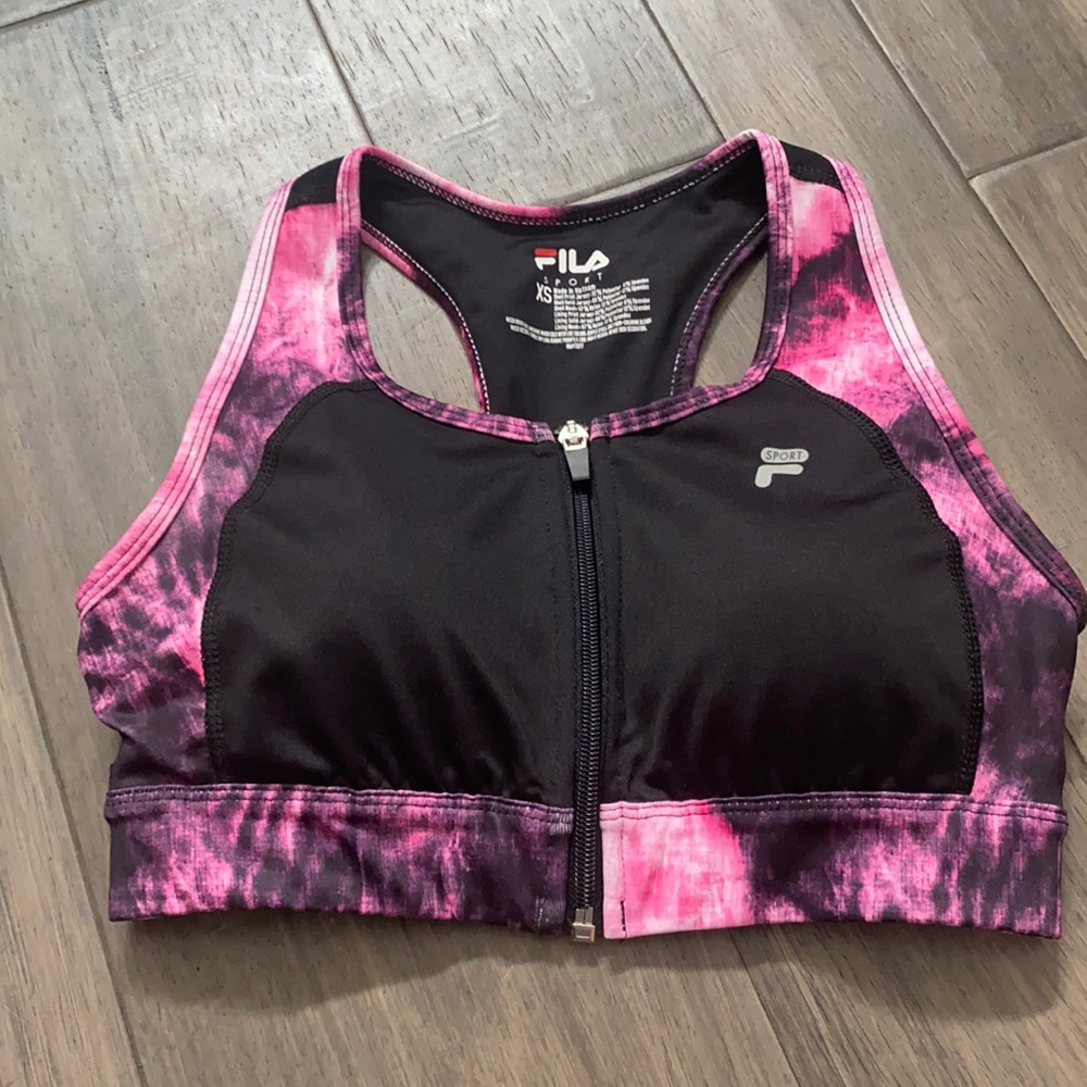 Fila Sport Bra Size XS Front Zip‎ Padded